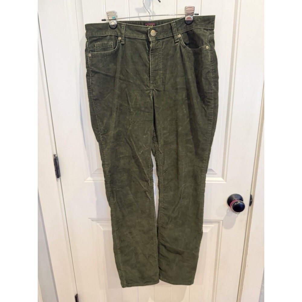 Lee Womens 14 Long Corduroy Pants Olive Green Straight Leg 5 Pocket NWOT